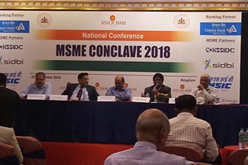 Samuel Sudhakar speaking at MSME conclave 2018 organized by Assocham  leading Industrial  Association 